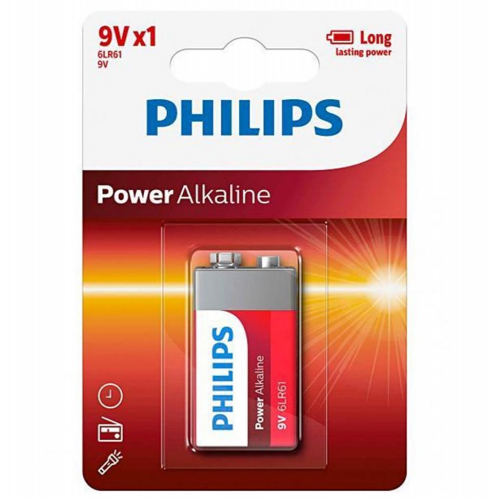 Bateria Philips 9V 6LR-61P1B Alcalina