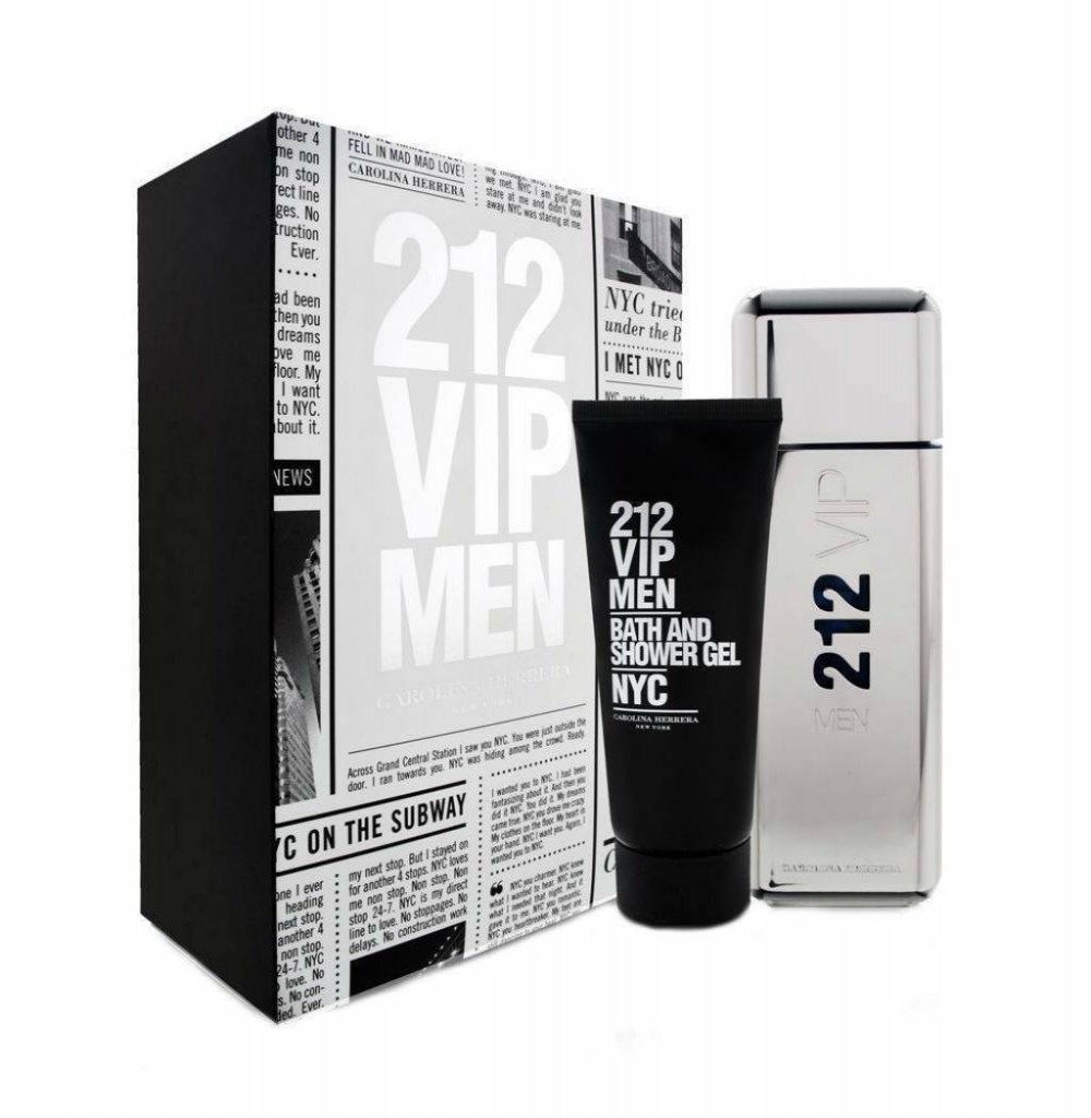 Kit Perfume Carolina Herrera 212 Vip Men NYC EDT Masculino 100ML + Gel de Banho