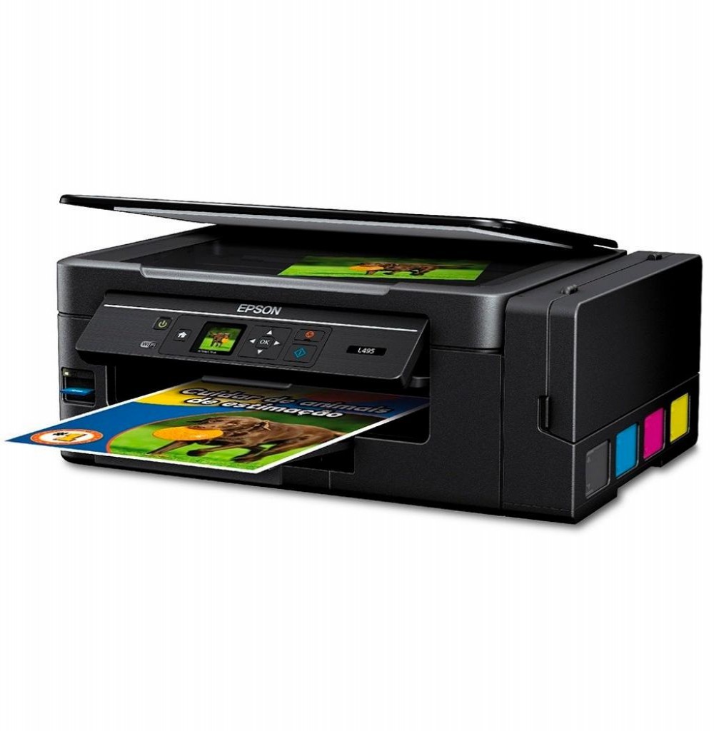 Impressora Epson EcoTank L495 Impressora, Copiadora e Scanner USB Wireless Visor LCD – Preto