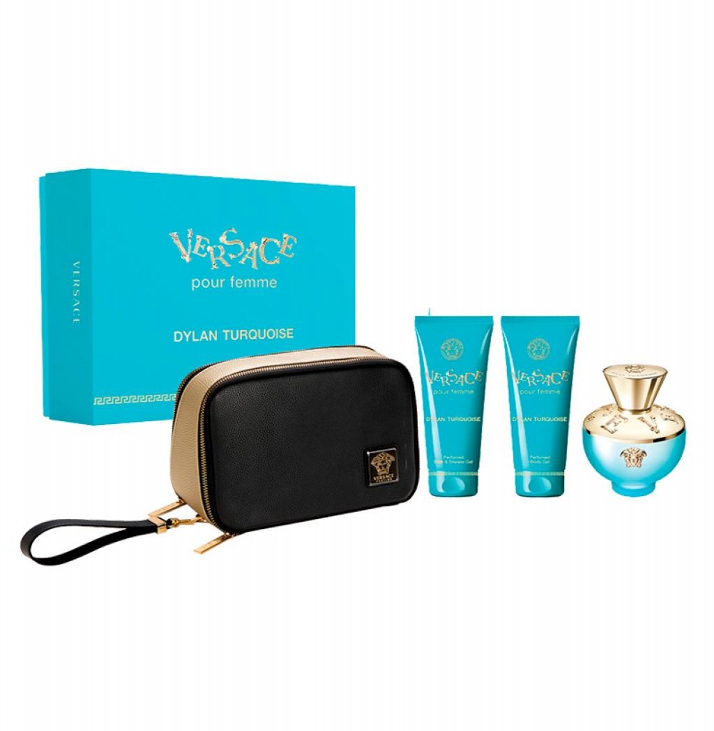 Kit Versace Dylan Turquoise EDT FEM 100ML+SG+BL+NE