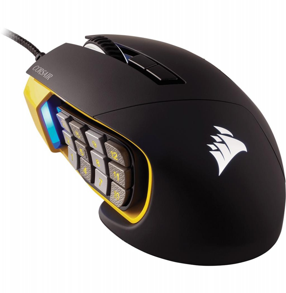 Mouse Gamer Corsair Scimitar Pro Rgb 16.000dpi CH-9304011-NA Preto/Amarelo