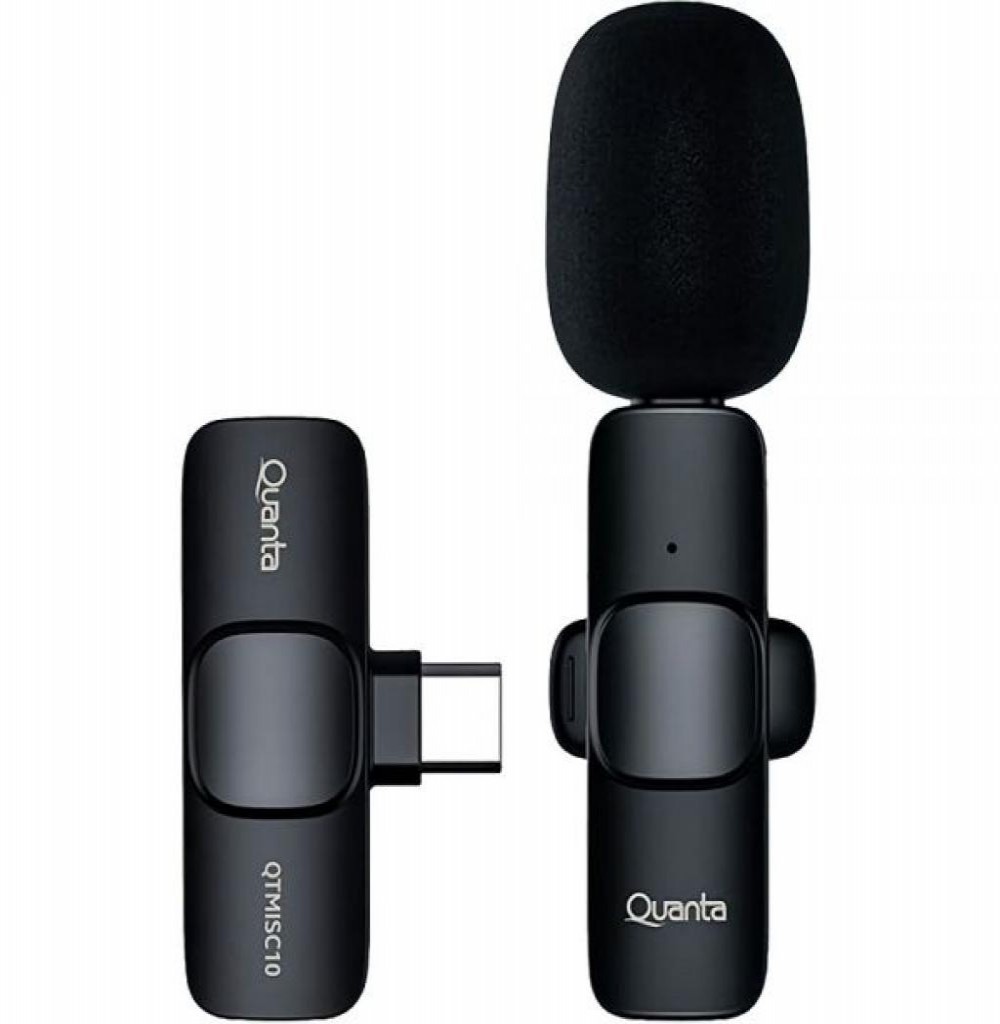 Microfone Quanta QTMISC10N S/Fio para Celular Type C 