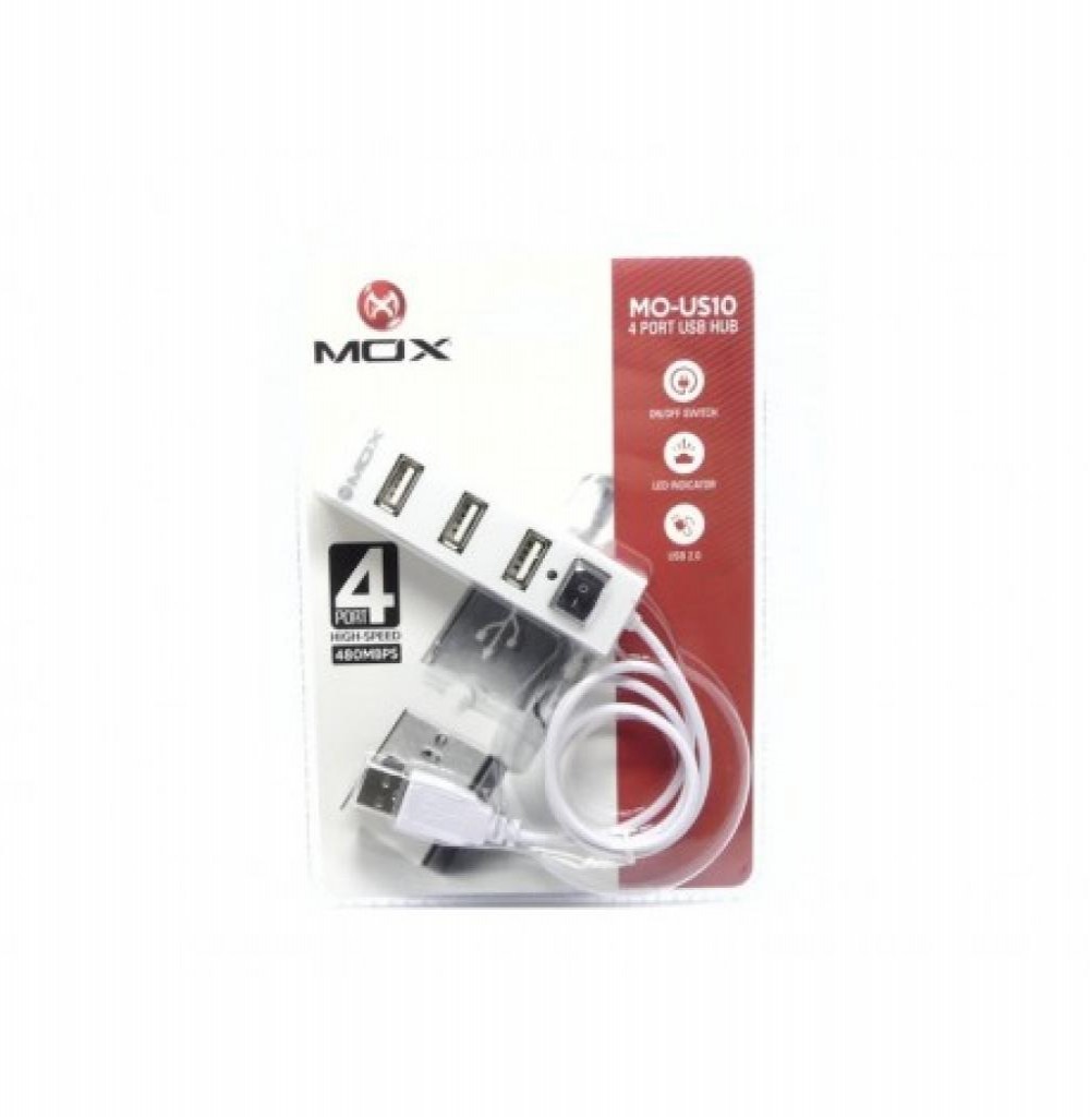 Hub 4 Portas Mox MO-US10 High Speed Branco USB
