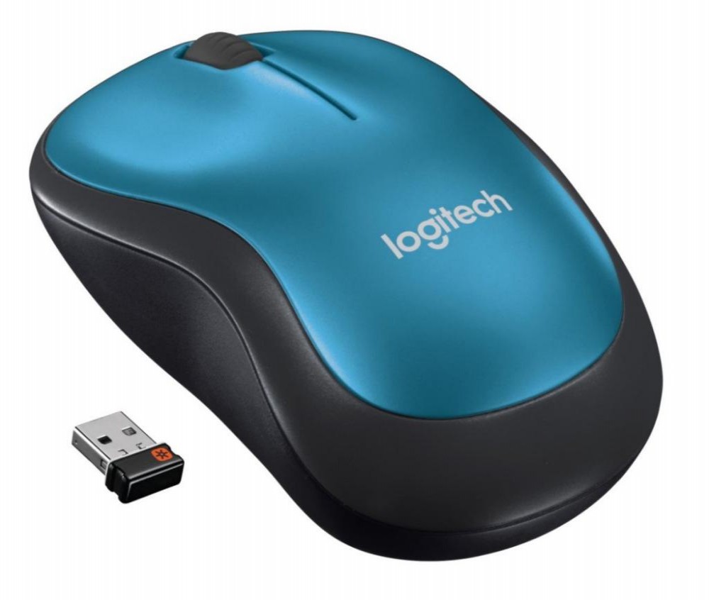 Mouse Logitech M185 Wireless 910-003636 2.4GHz Preto Azul 