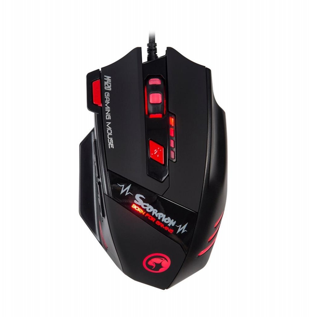 Mouse Gaming Marvo M420 Scorpion com fio USB Preto/Vermelho