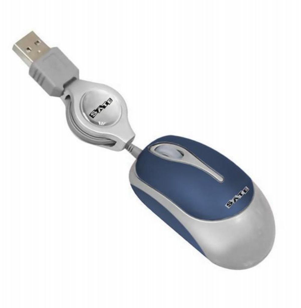 Mouse Óptico Satellite A-11 Mini USB de 1000 CPI - Azul/Prata
