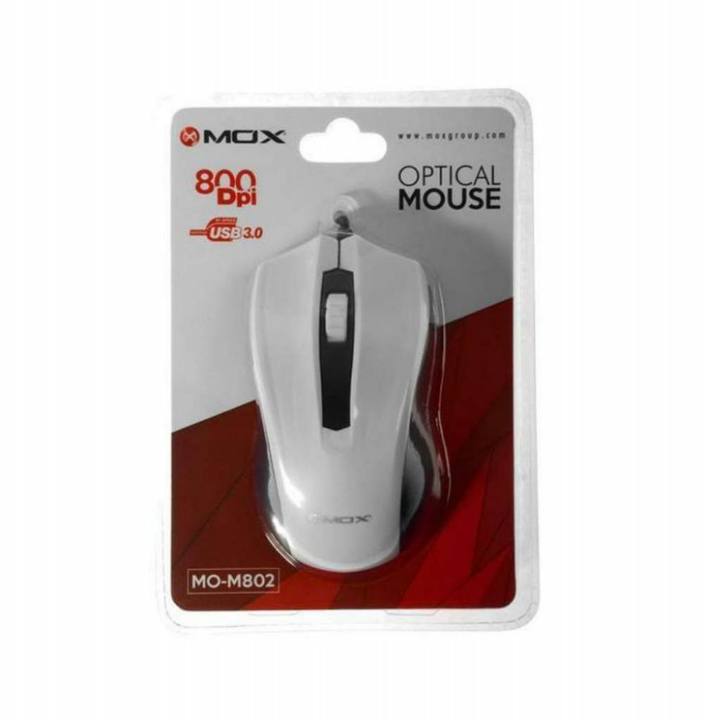 Mouse Mox Optical MO-M802 - 800DPI/USB 3.0 - Branco Preto 