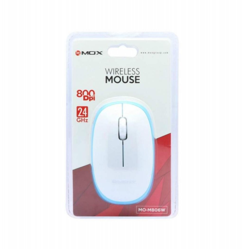 Mouse Óptico Sem Fio MOX MO-M806W USB de 800 DPI - Branco Azul 