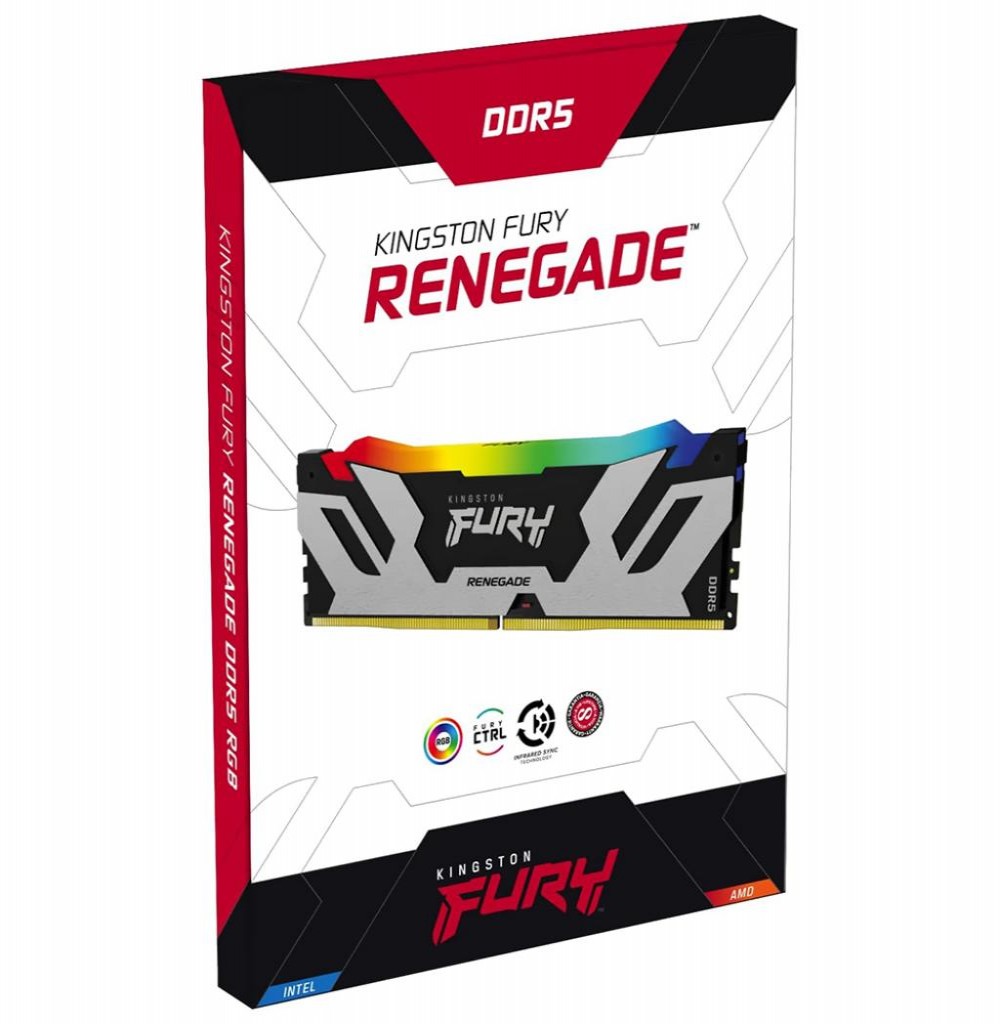 Memória DDR5 96GB 6400 Kingston Renegade RGB Preto Kit KF564C32RSAK2-96 2X48GB