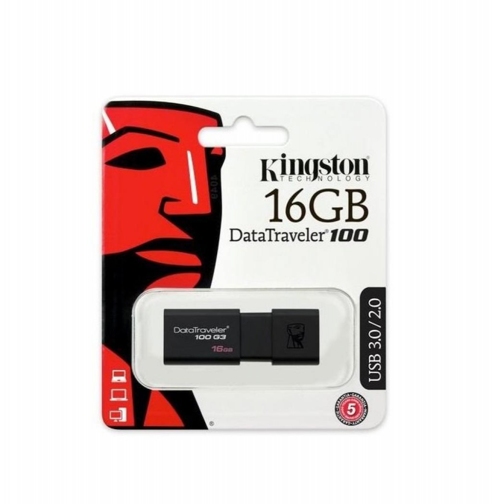 PenDrive 16GB Kingston DT100G3 3.0 Preto
