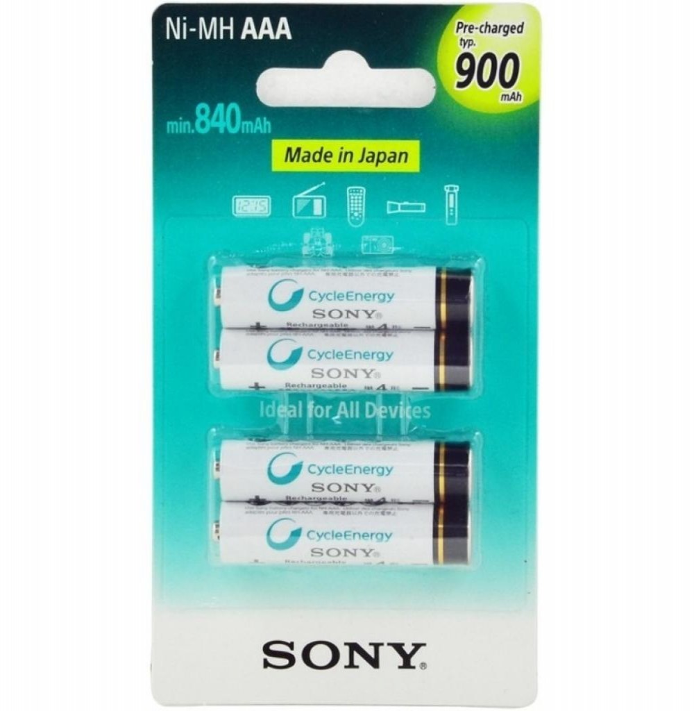 Pilha Recarregável Sony NH-AAA-B4GN 900MAH Com 4 AAA