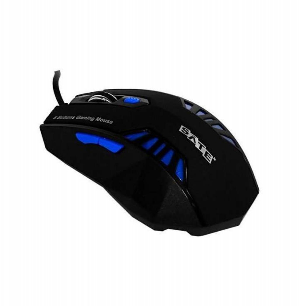 Mouse Óptico Gamer Satellite A-57 USB de 2.400 DPI - Preto/Azul