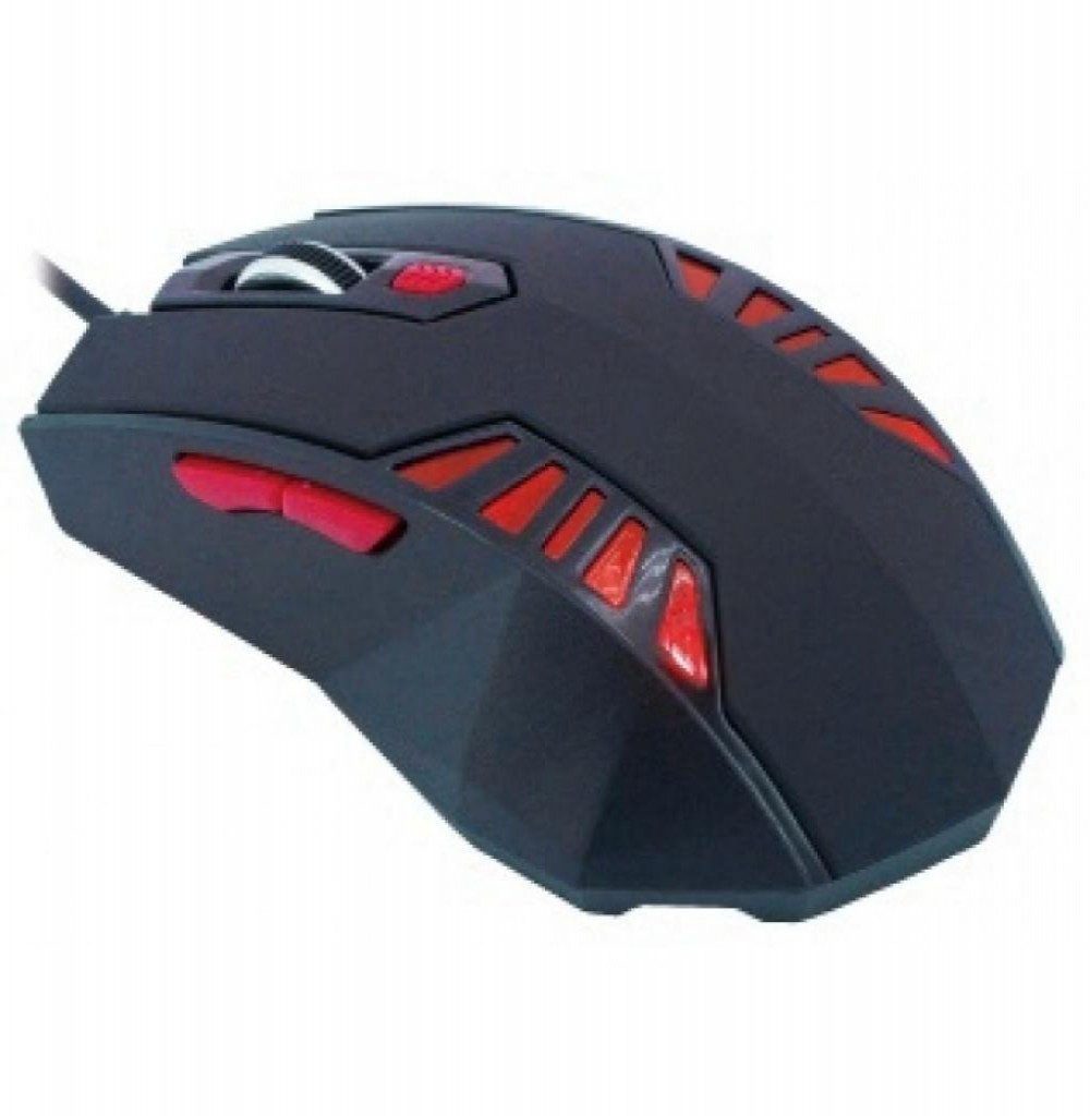 Mouse Óptico Gamer Satellite A-57 USB de 2.400 DPI - Preto/Vermelho 