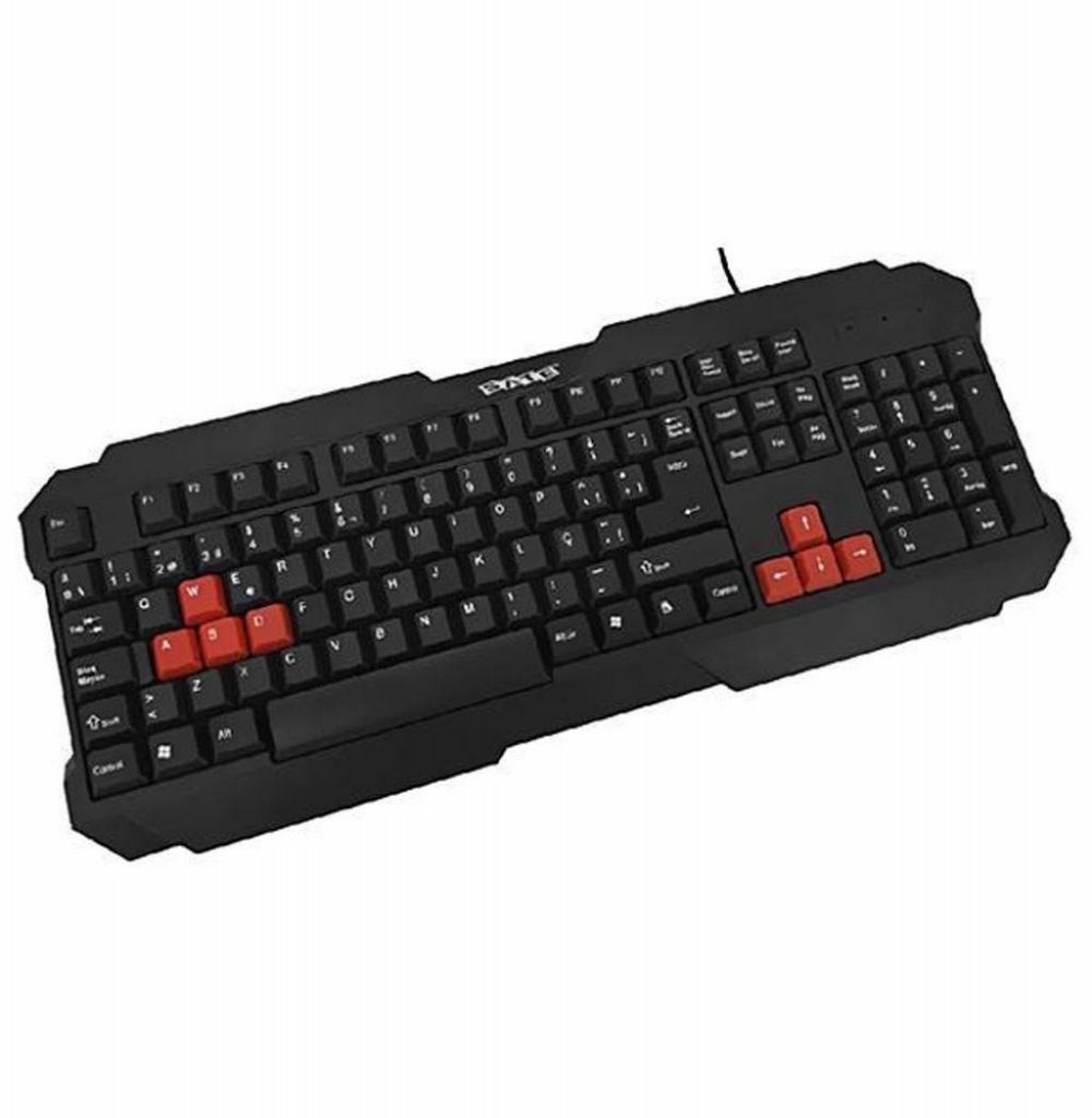 Teclado Satellite AK-836 USB Espanhol - Preto/Vermelho