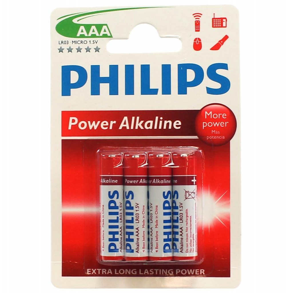 Pilha Alkalina Philips Com 4 AAA