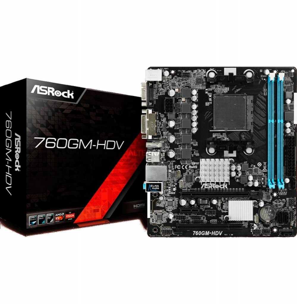 Placa Mãe Asrock 760GM-HDV AM3+ com Saidas de Video VGA, DVI e HDMI / Lan / Som / Slot de Memoria DDR3 MB