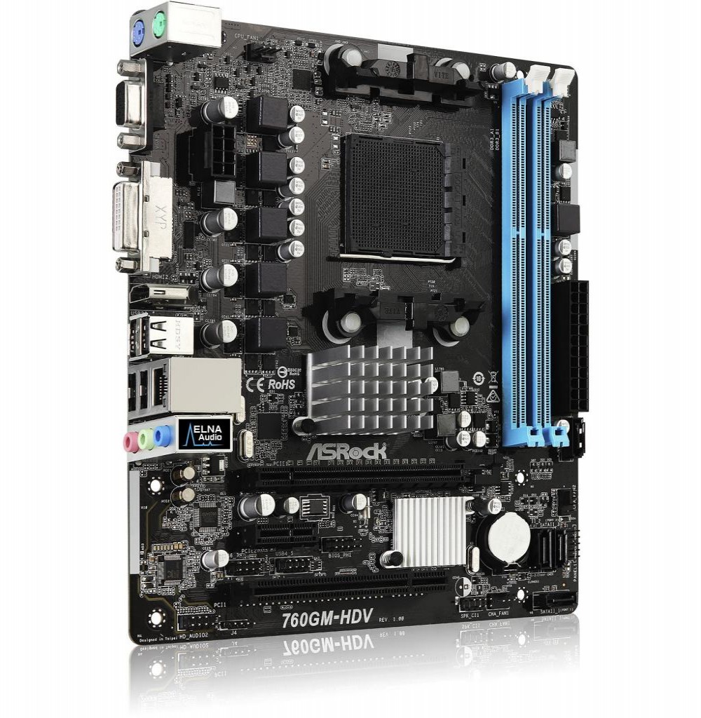 Placa Mãe Asrock 760GM-HDV AM3+ com Saidas de Video VGA, DVI e HDMI / Lan / Som / Slot de Memoria DDR3 MB