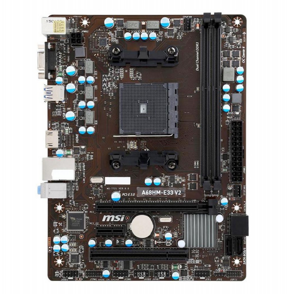 Placa Mãe AMD FM2+ MSI A68HM-E33 V2 Som/ Lan/ VGA/ HDMI/ USB3.0/ PS2/ SATA6GBPS/ DDR3