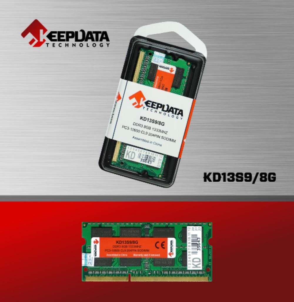 Memória Para Notebook DDR3  8GB 1333MHZ KeepData KD13S9/8G
