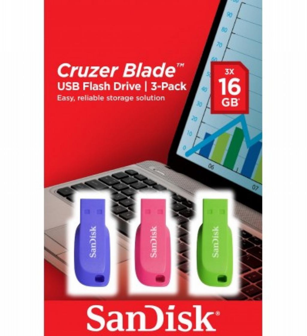 Pen Drive SanDisk Z50C 16GB PACK 3 PEN COR