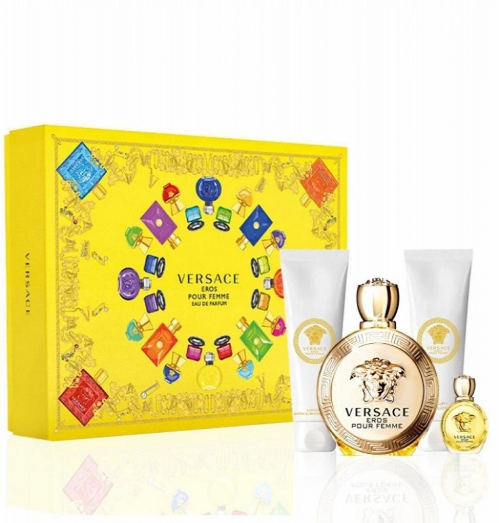 Kit Versace Eros FEM EDP 100ML + BL + SG + NECESER