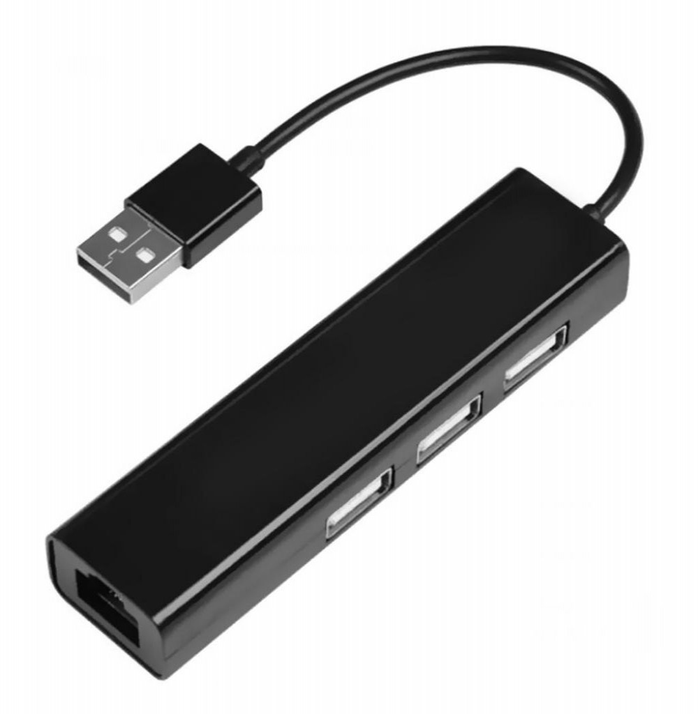 Hub  3 Portas Sate A-HUB40 + Rj45 Preto Usb 2.0