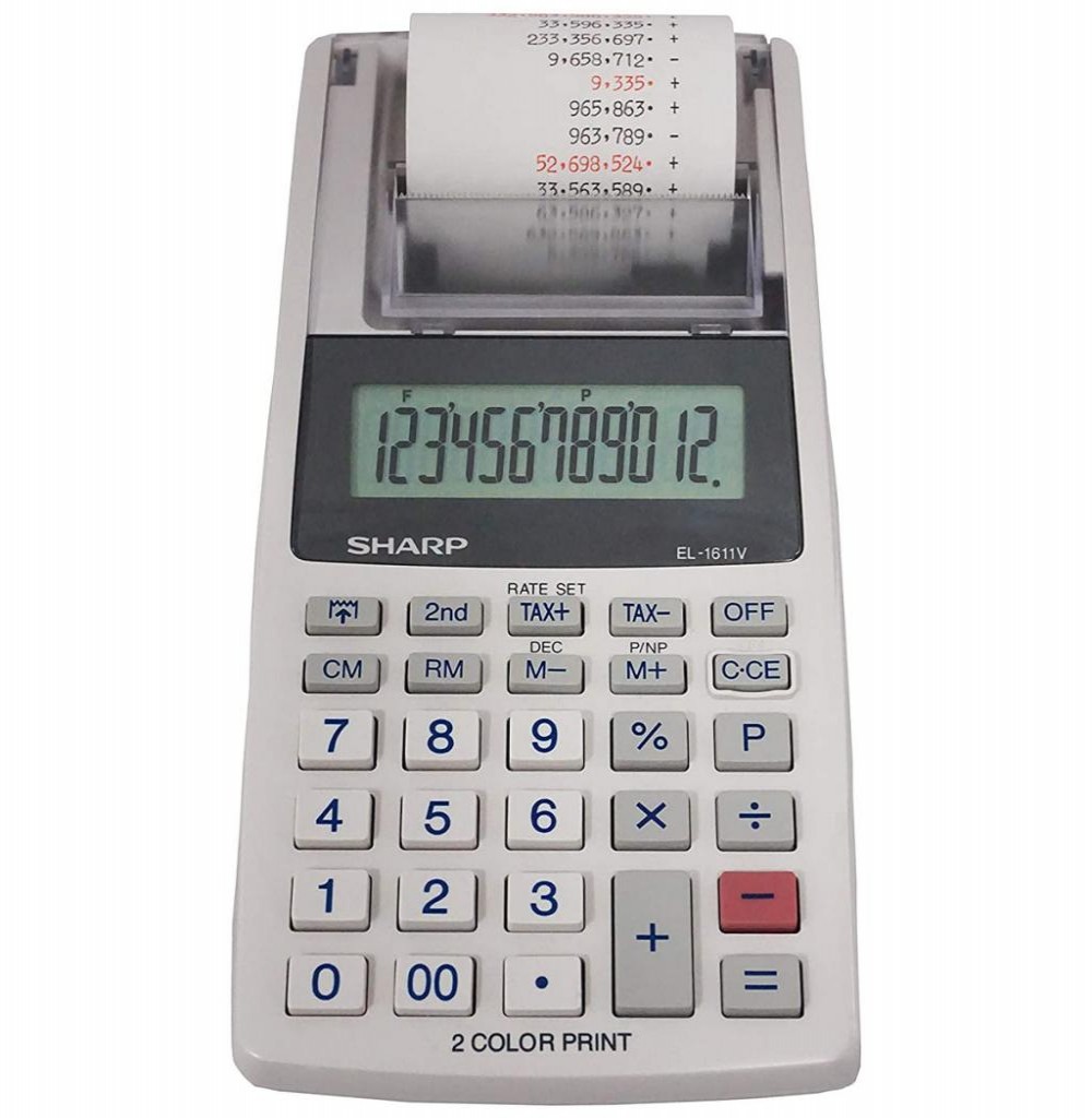 Calculadora Sharp EL-1611V 12 dígitos C/Bobina a Pilha