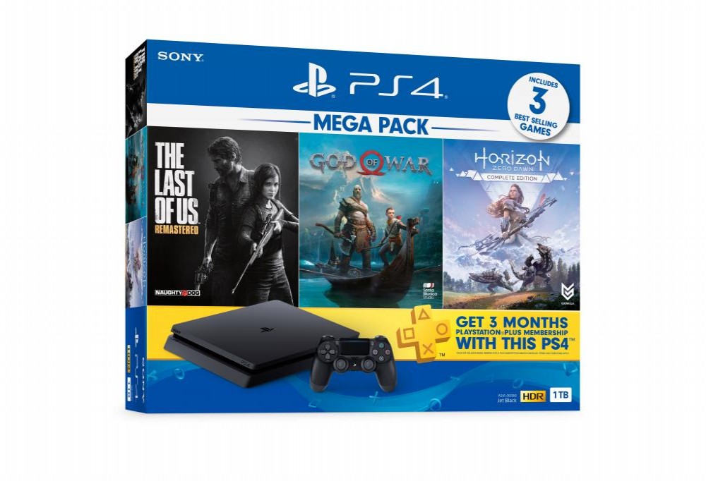 Console Sony Play Station 4 - 1TB 2215 - Bundle God Of War/The Last Of US/Horizon Zero