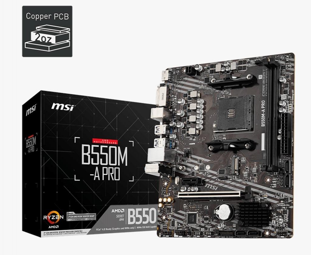 Placa Mãe AMD (AM4) MSI B550M-A Pro Placa Mãe AMD (AM4) MSI B550M-A Pro