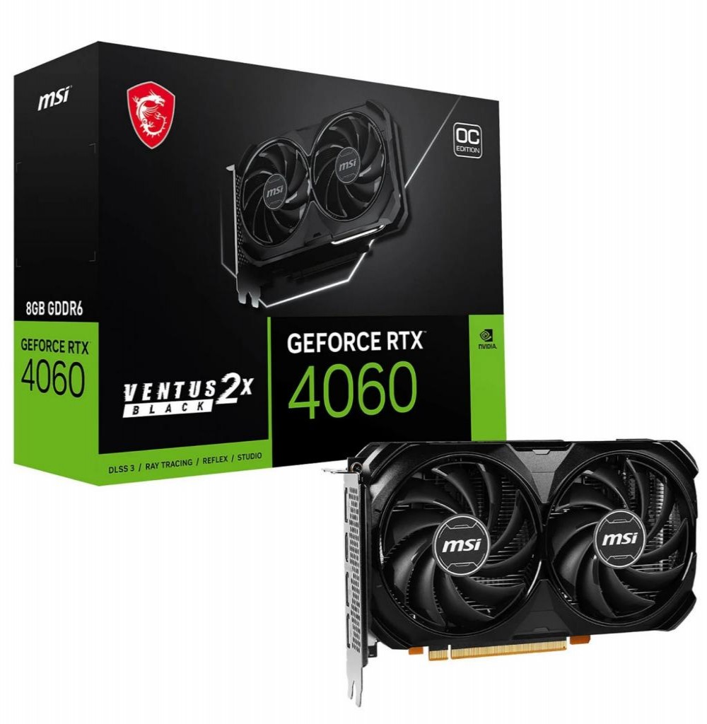 Placa de Video 8GB EXP. GF-RTX4060 Msi Ventus 2X Oc Black  912-516-209