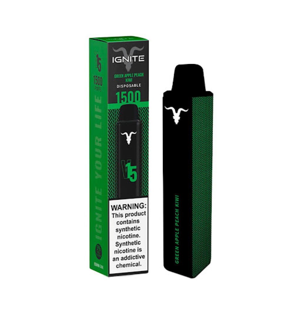 Vape Descartável Ignite V15 1500P Green Apple Peach Kiwi