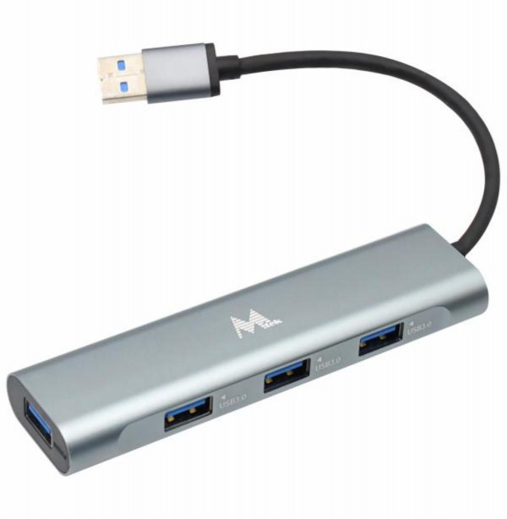 Hub 4 Portas Mtek HB-401 4 USB3.0 Alumínio Cinza