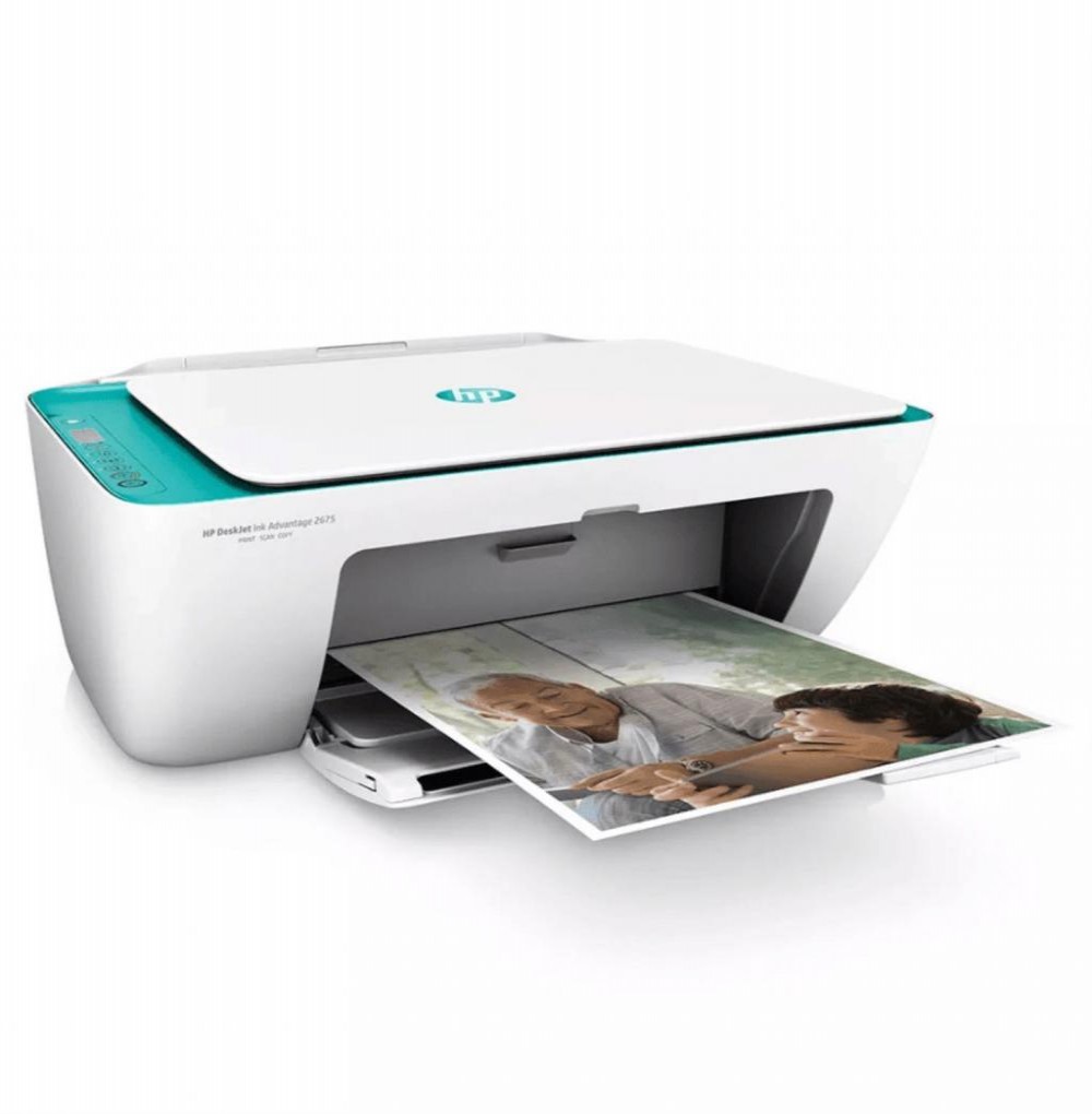 Impressora HP DeskJet 2675 Multifuncional 3 em 1 Bivolt - Branca/Verde