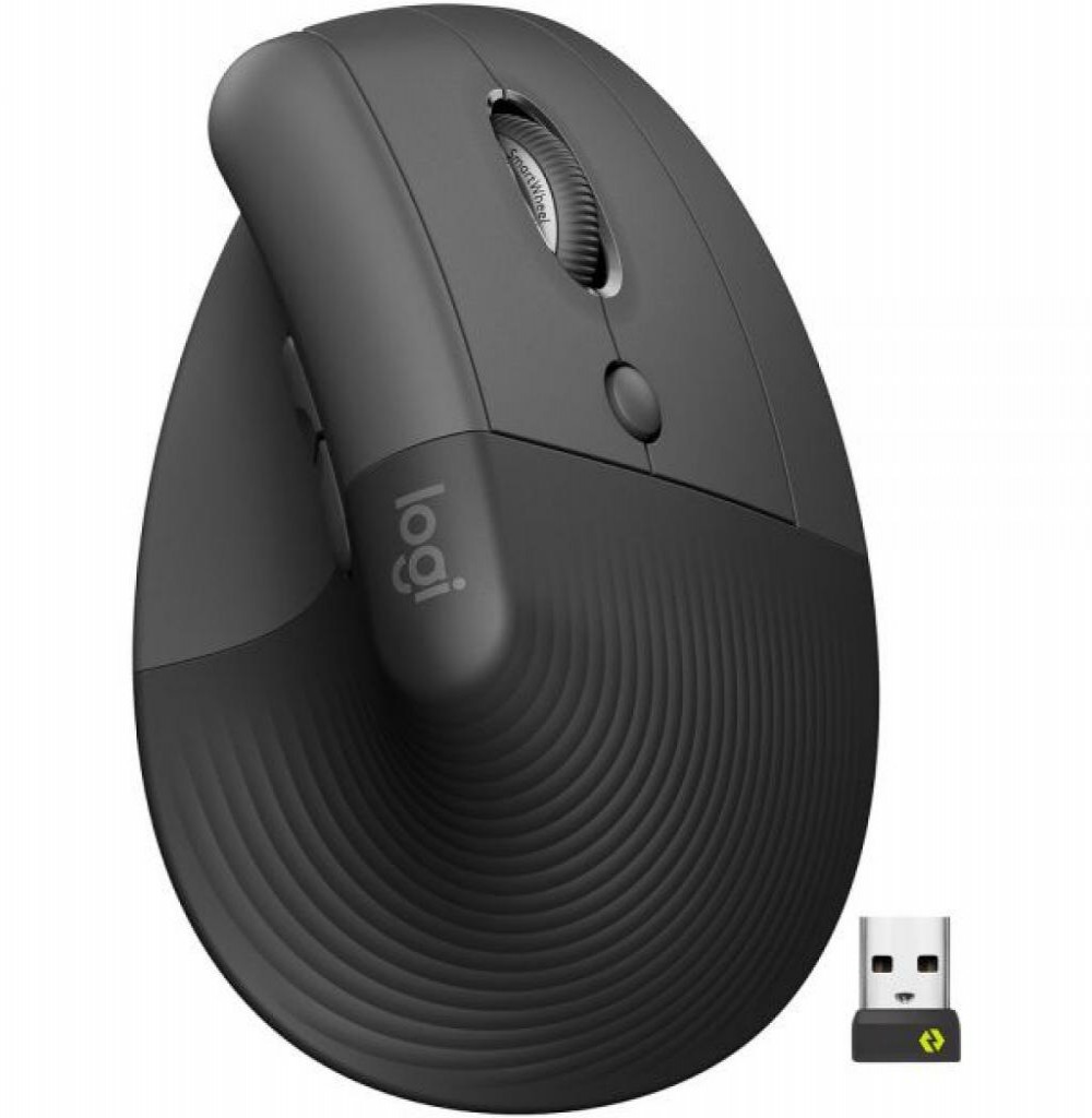 Mouse Logitech Lift Vertical Sem Fio Cinza Preto 910-006466