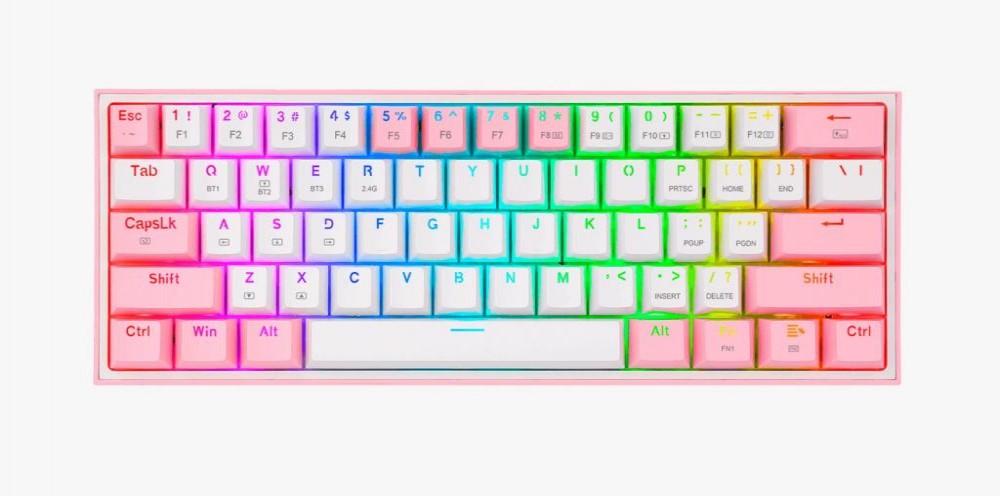 Teclado Usb Redragon K616 Rgb Fizz Pro  Branco/Rosa