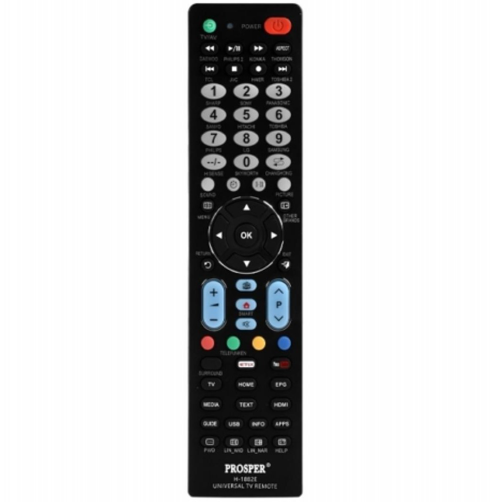 Controle Universal P/Tv Prosper H-1882E Preto