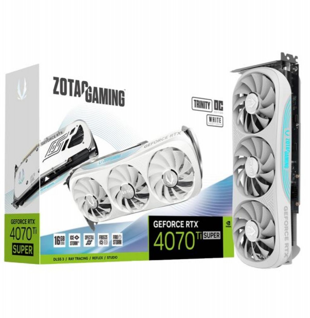 Placa de Vídeo 16GB Exp. Gf-Rtx4070ti Super Zotac Trinity Oc  White  (ZT-D40730Q-10P)