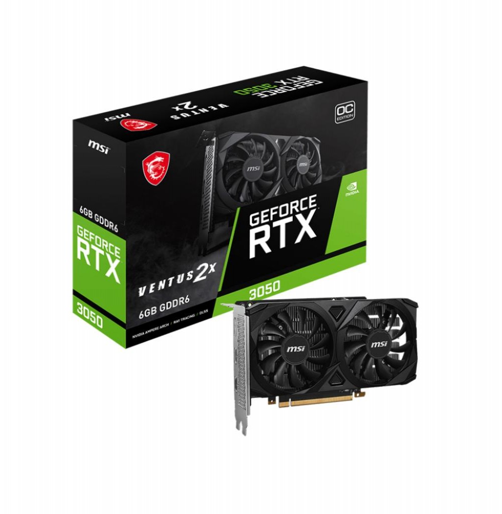 Placa de Vídeo  6GB EXP. GF-RTX3050 Msi Ventus 2x Oc (912-V812-016)