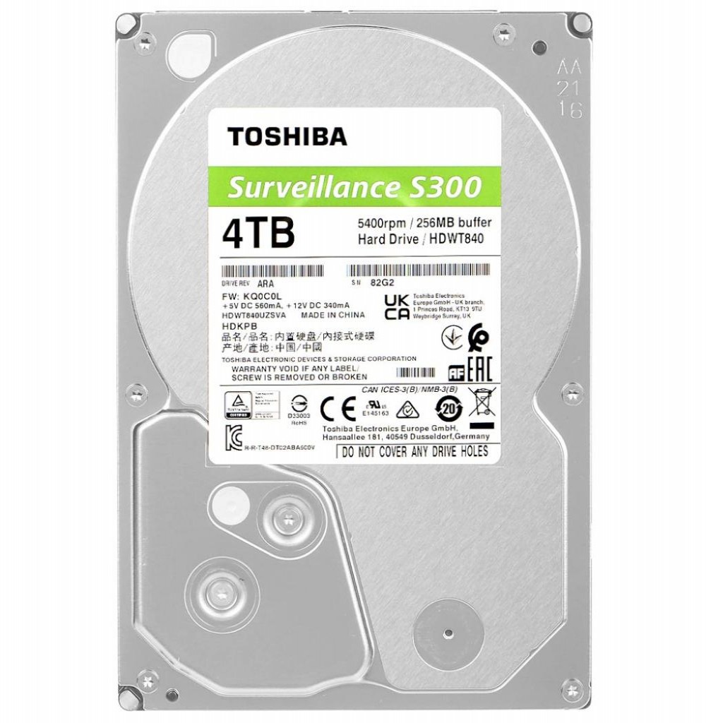HD SATA3  4TB Toshiba Surveillance S300 (HDWT840UZSVA)