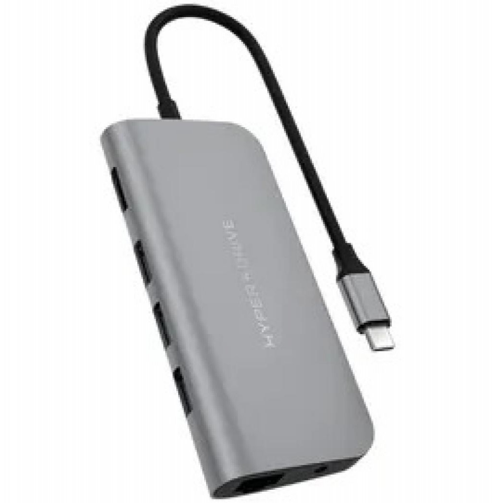 Adaptador Usb-C/Hdmi/Usb/Rj45/Memory Hyperdrive Cinza HYPER+ HD30F