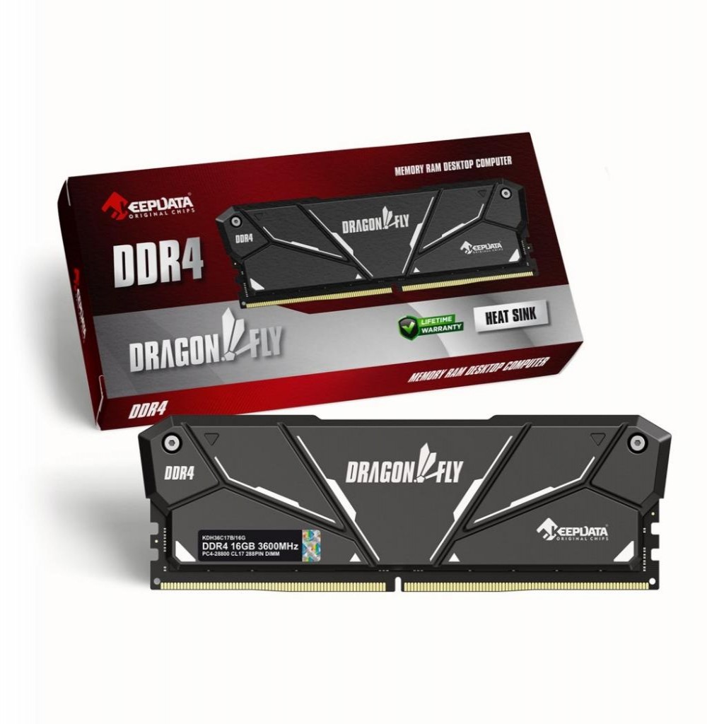Memória DDR4 16GB 3600 Keepdata Dragonfly Gaming Black KDH36C18B/16G