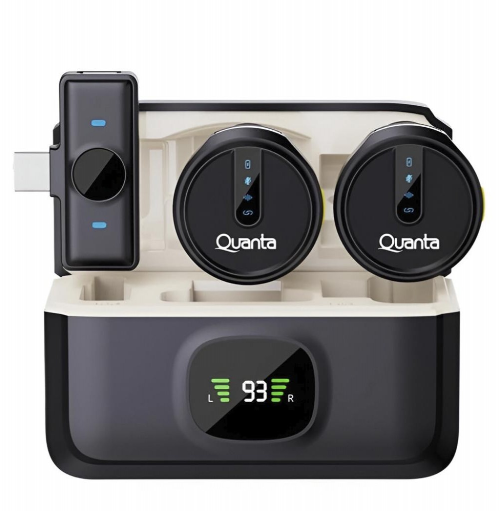 Microfone Quanta QTMDM30 USB-C P/Celular Preto  Usb-c / 2 Microfones