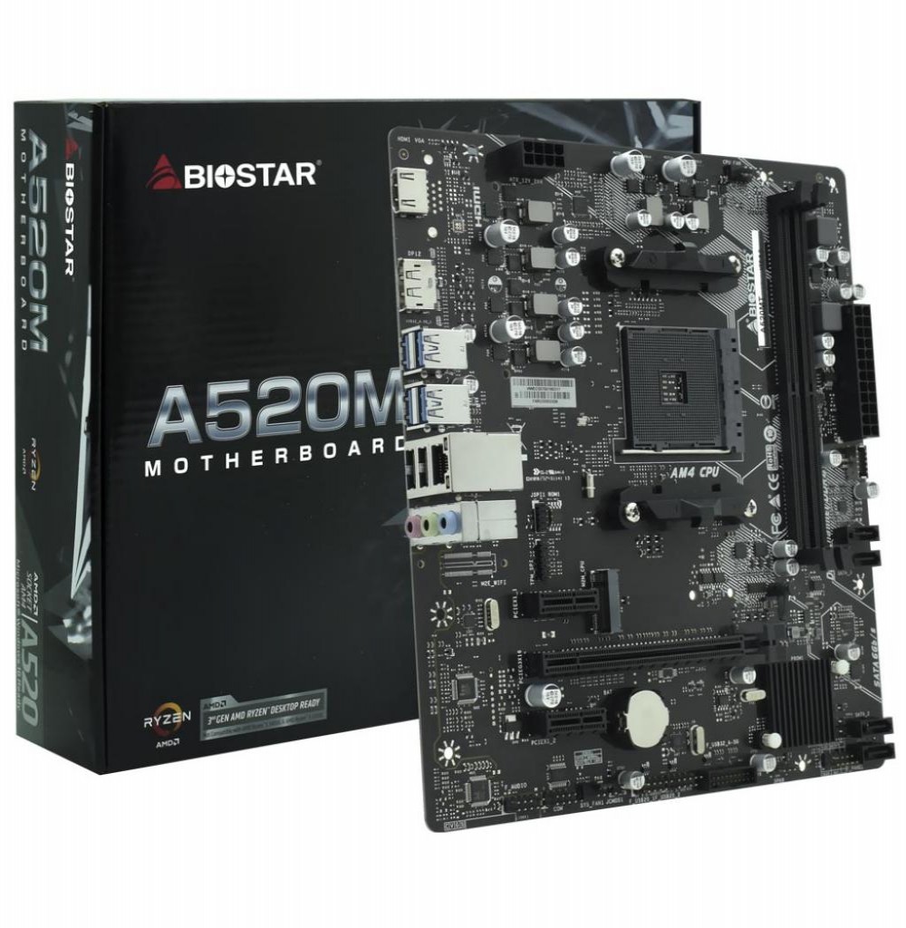 Placa Mãe AMD (AM4) Biostar A520MT DDR4 HDMI/DP/M.2  AA52IM4S-R01-BS251X