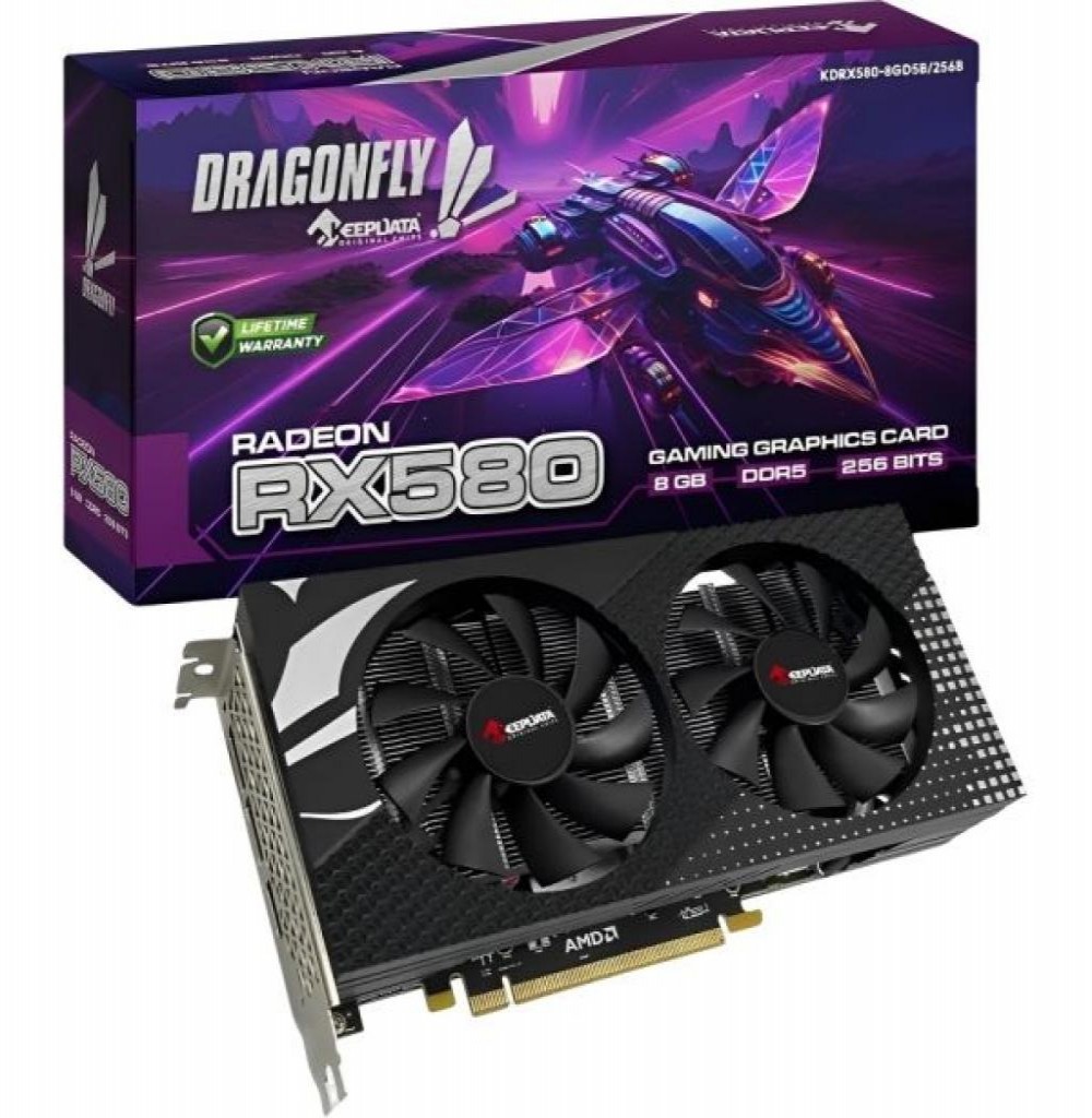 Placa de Vídeo 16GB EXP. RX580 Keepdata Dragonfly Gaming Preto KDRX580-16GD5B/256B