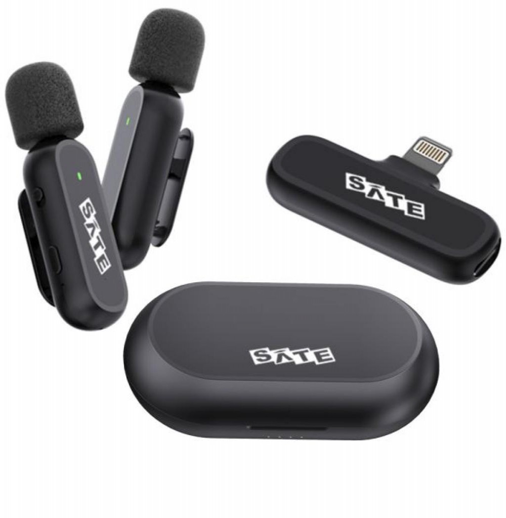 Microfone Satellite Lapela A-MK242 Lightning S/Fio 2 Microfones