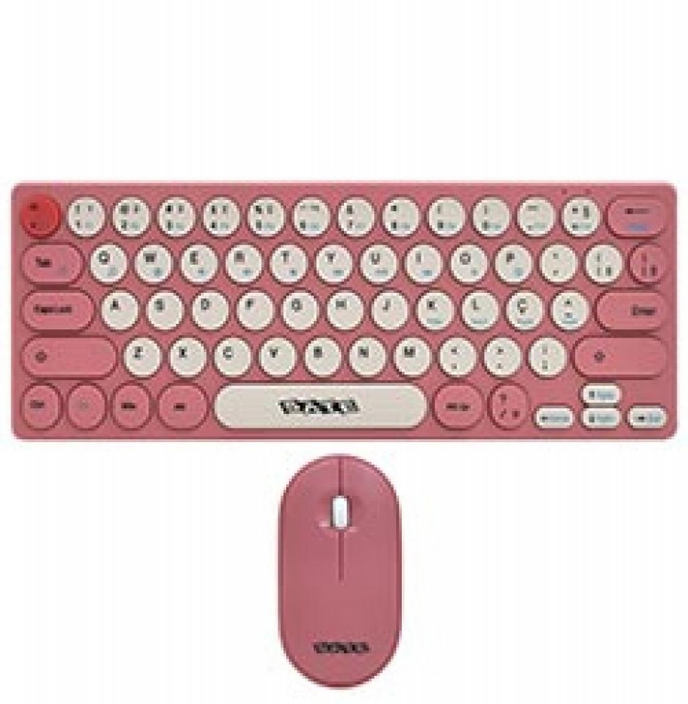 Teclado Usb Satellite AK6062G C/Mouse S/Fio Espanhol Pink