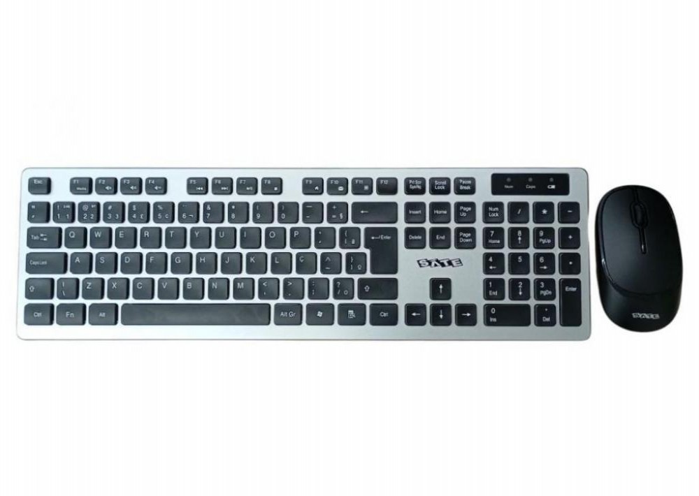 Teclado Usb Satellite AK762G C/Mouse S/Fio Espanhol Preto/Prata