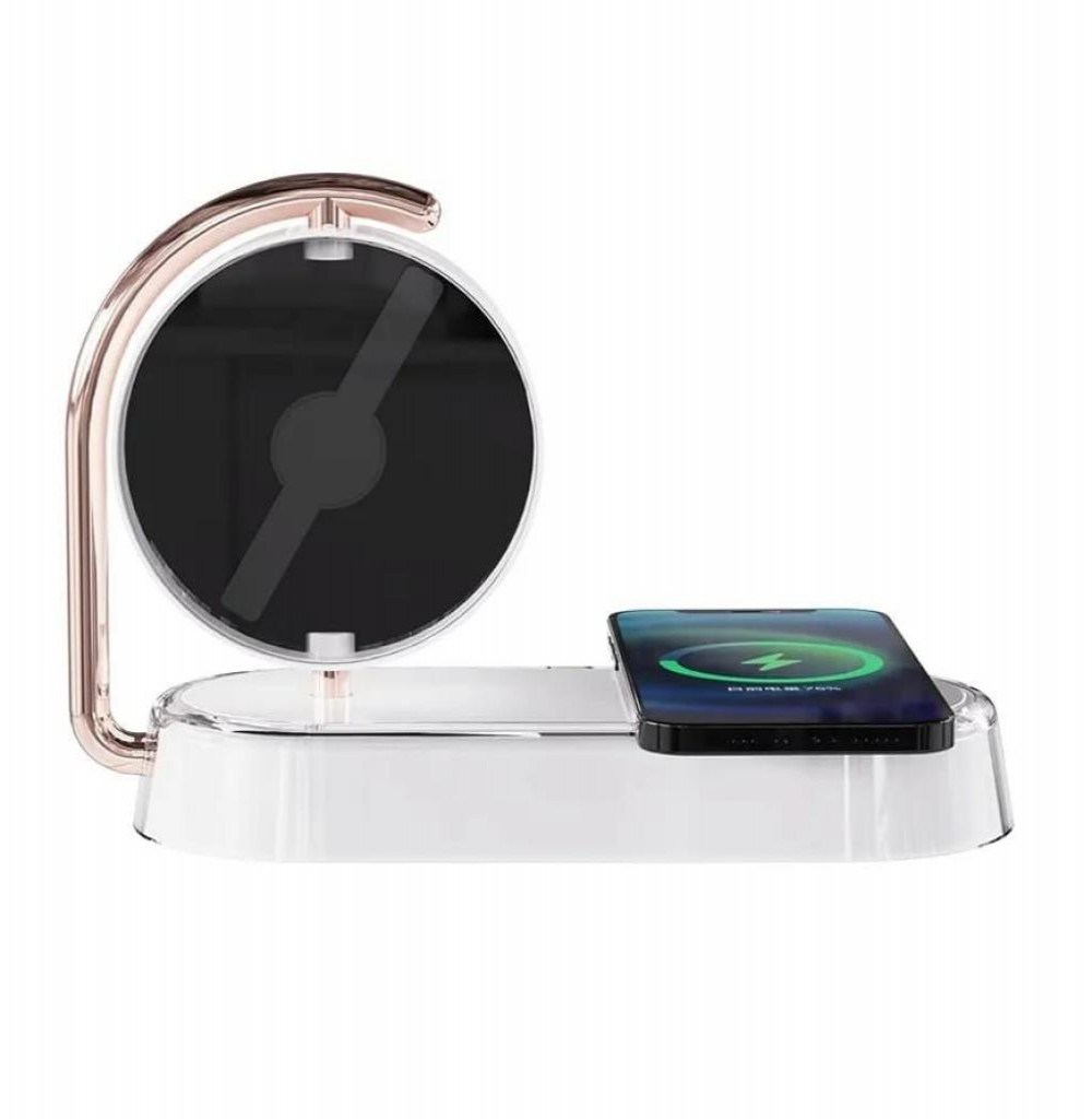 Relogio Digital Desp.+ Carregador S/Fio A-K01 3D Holografico