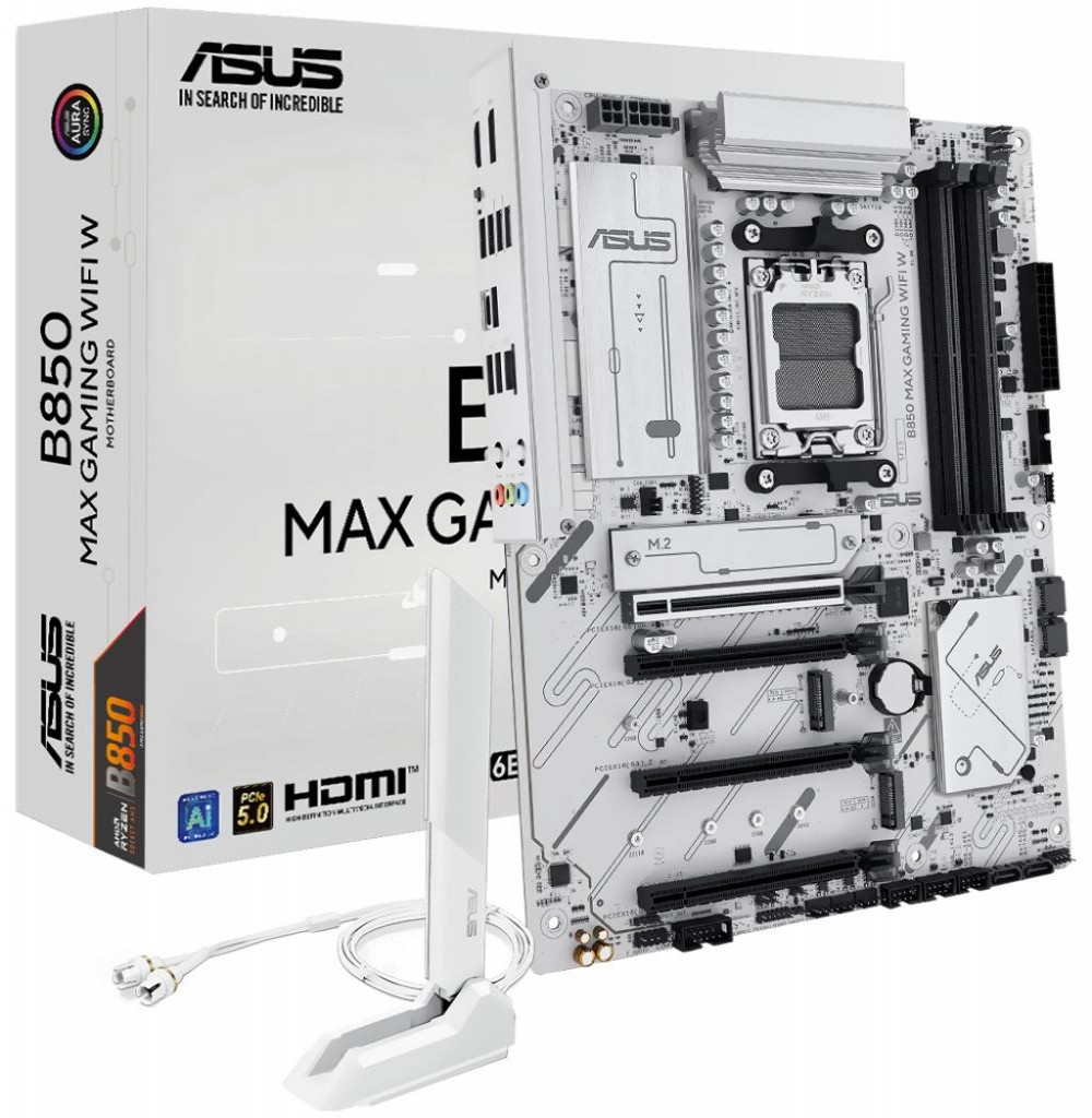 Placa Mae Amd (Am5) Asus B850 Max Gaming W Wifi White Placa Mae Amd (Am5) Asus B850 Max Gaming W Wifi White