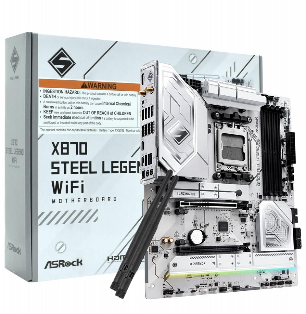 Placa Mãe (AM5) Asrock X870 Steel Legend Wifi 90-MXBPJ0-A0U Placa Mãe (AM5) Asrock X870 Steel Legend Wifi 90-MXBPJ0-A0U